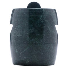 Vintage Modernist Speckled Green Marble Ice Bucket with Ivory Vein Detail, c. 1970s