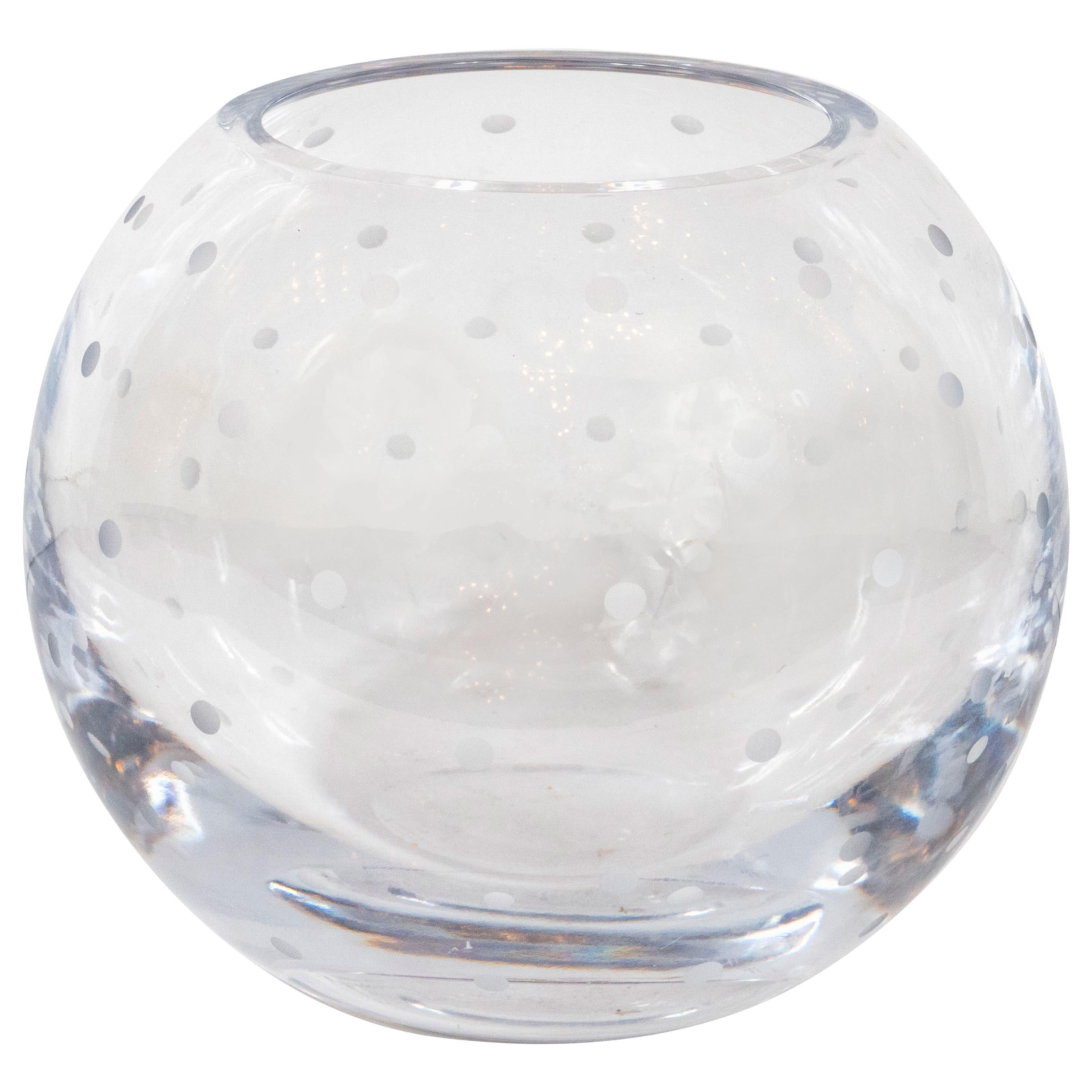 Modernist Spherical Etched and Dotted Translucent  Vase