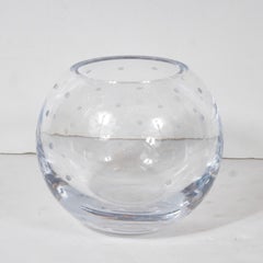 Modernist Spherical Etched and Dotted Translucent  Vase
