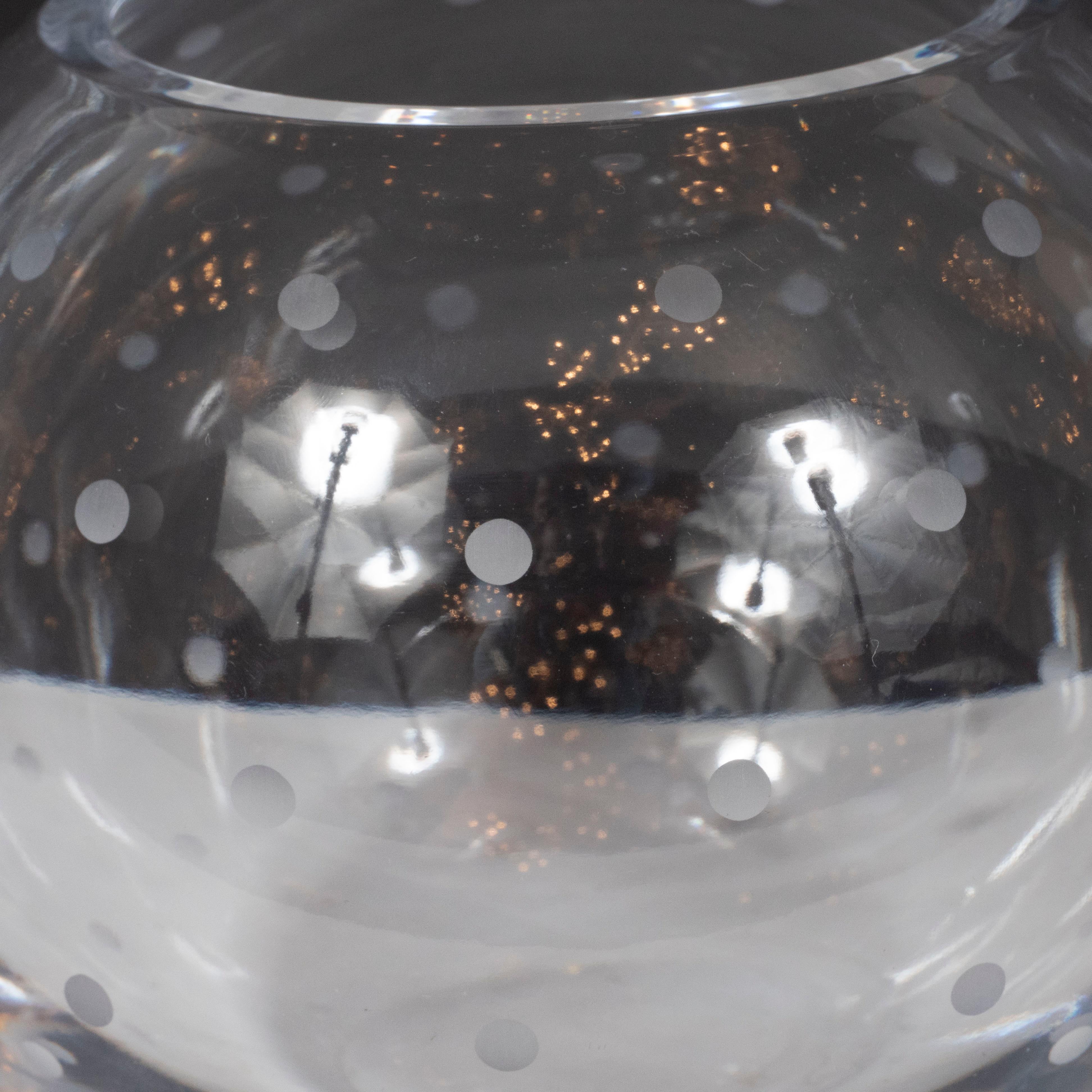 Modernist Spherical Etched and Dotted Translucent  Vase For Sale 3