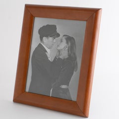 Cornice modernista in pelle di vitello marrone speziato, circa 1970