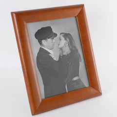 Modernist Spice Brown Calf Leather Picture Frame