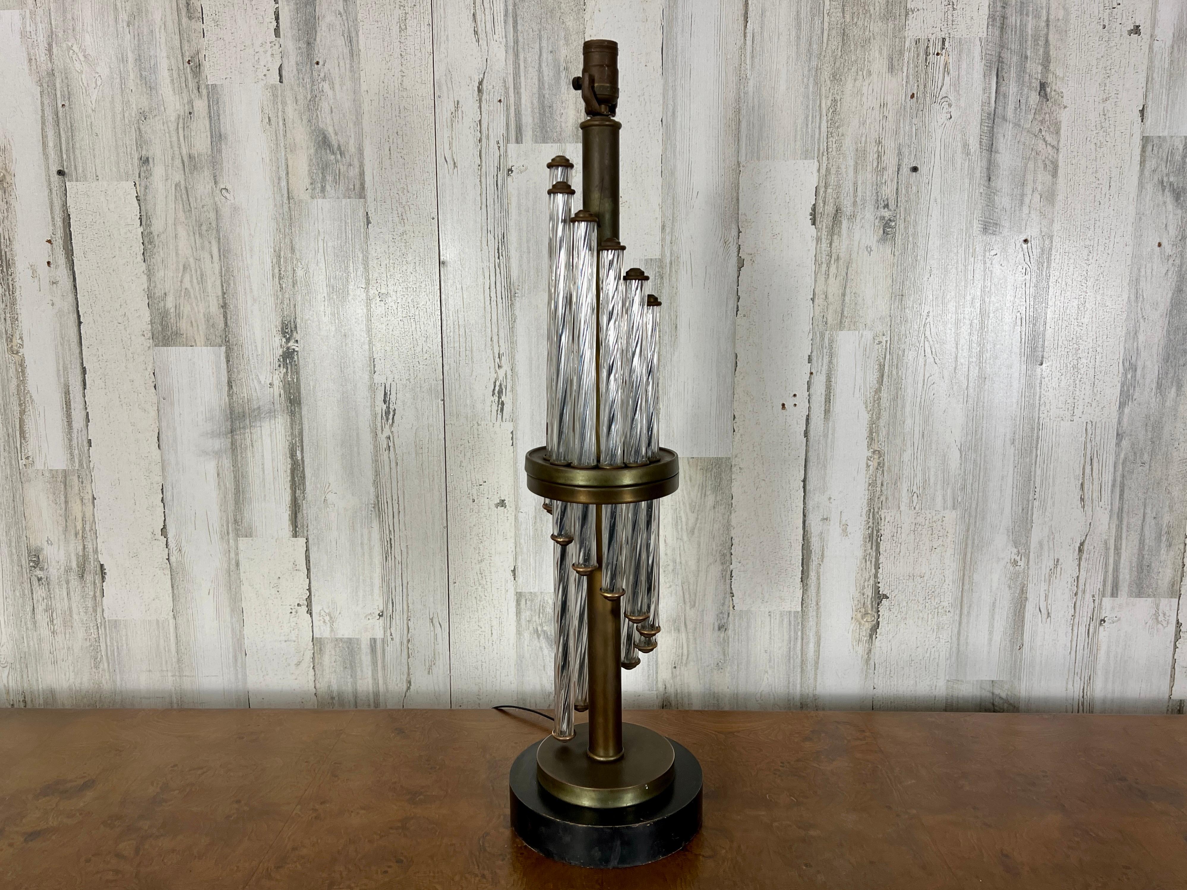 Modernist Spiral Glass and Bronze Table Lamp For Sale 4