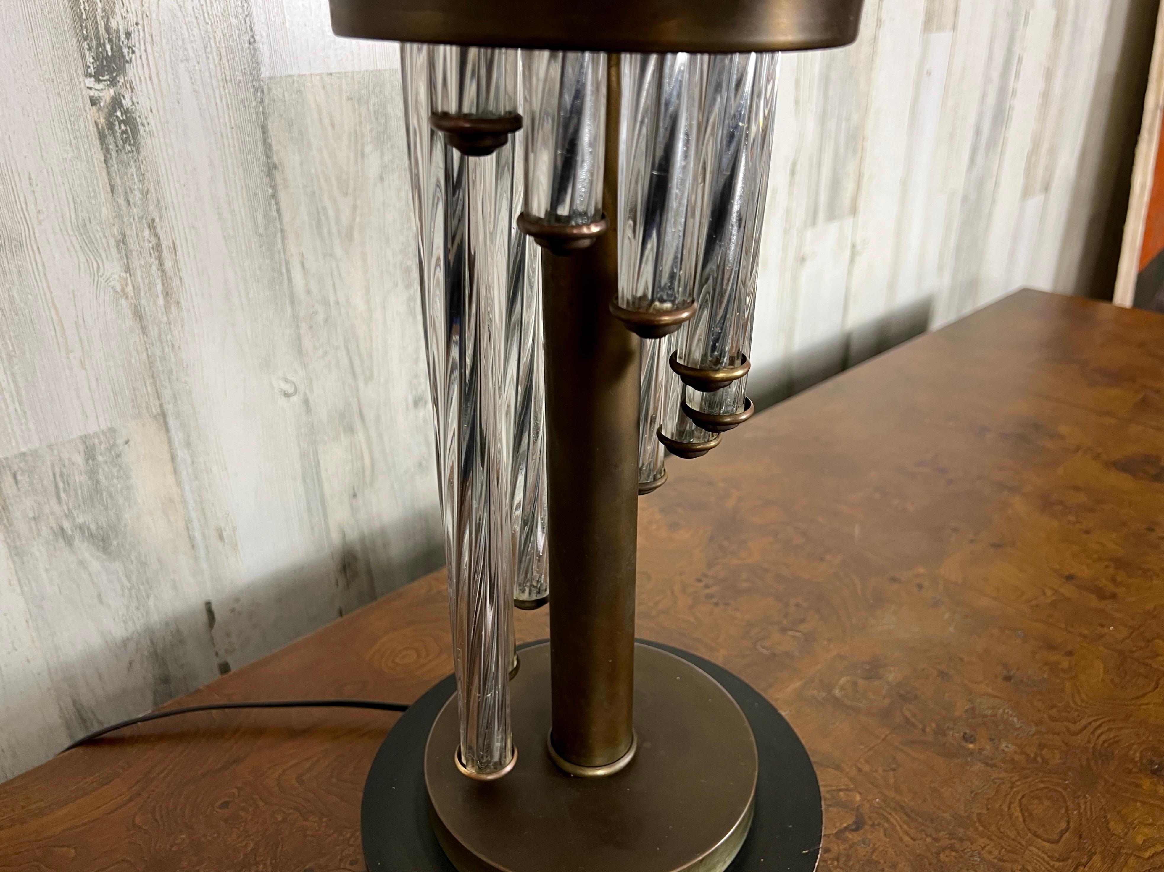 Modernistische Tischlampe aus Spiralglas und Bronze im Angebot 5