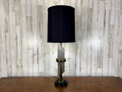 Modernist Spiral Glass and Bronze Table Lamp