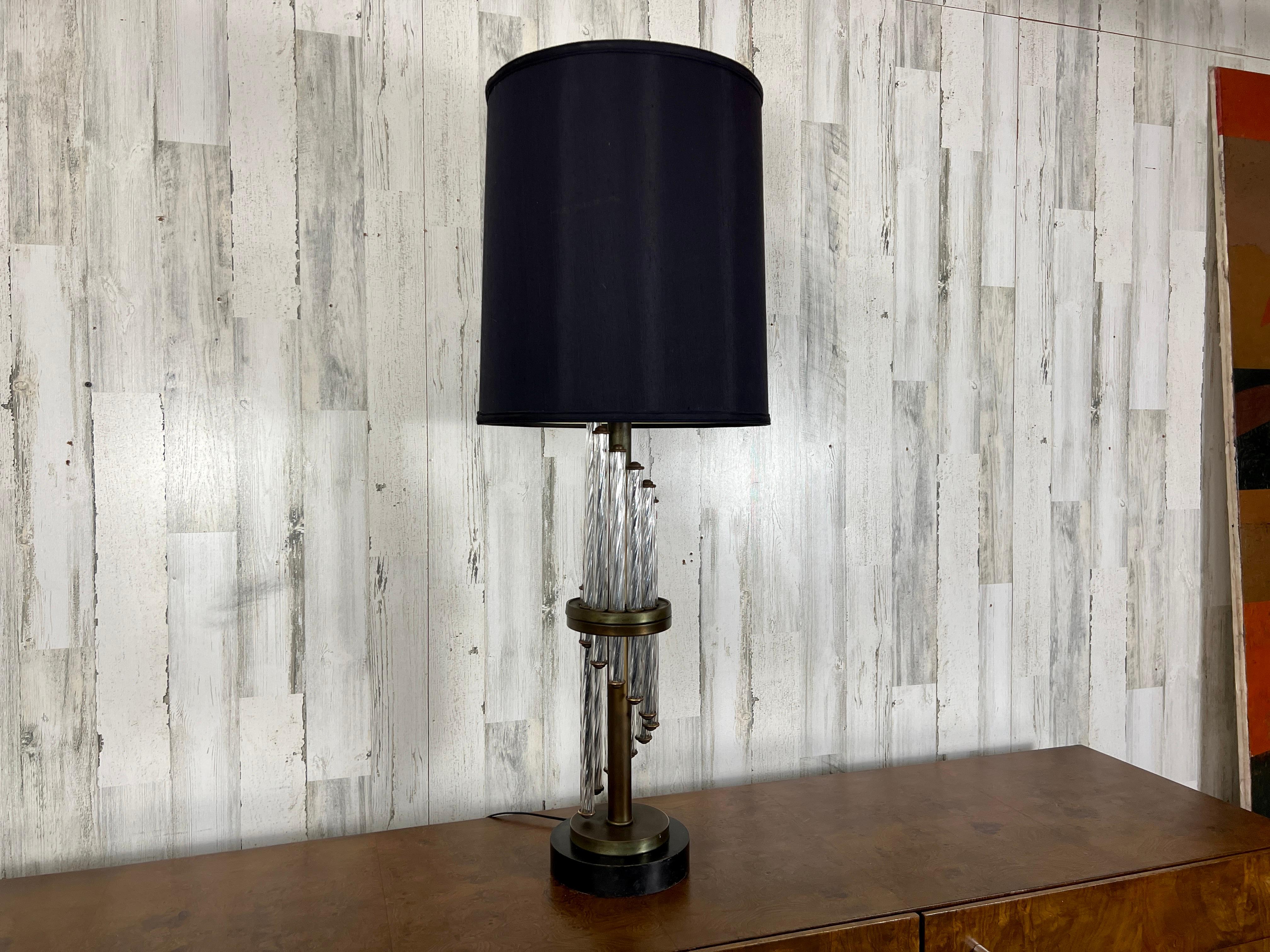 Modernist Spiral Glass and Bronze Table Lamp For Sale 2