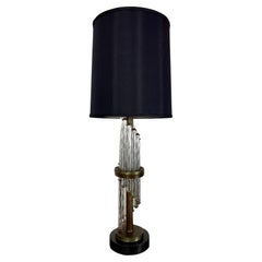 Modernist Spiral Glass and Bronze Table Lamp