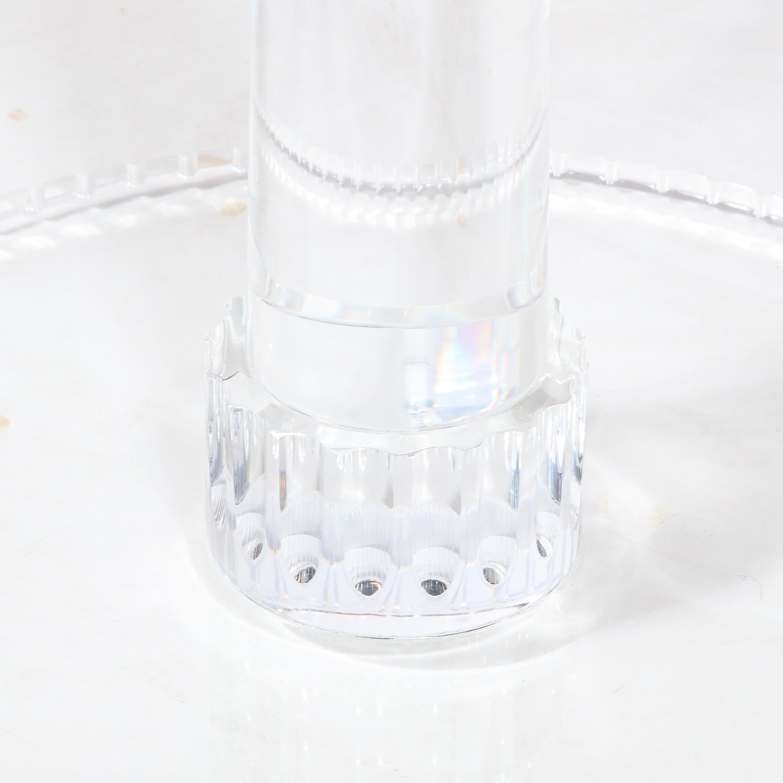 Modernist Spool Form Lucite Occasional Table W/ Crenelated Edges & Tapered Base 10