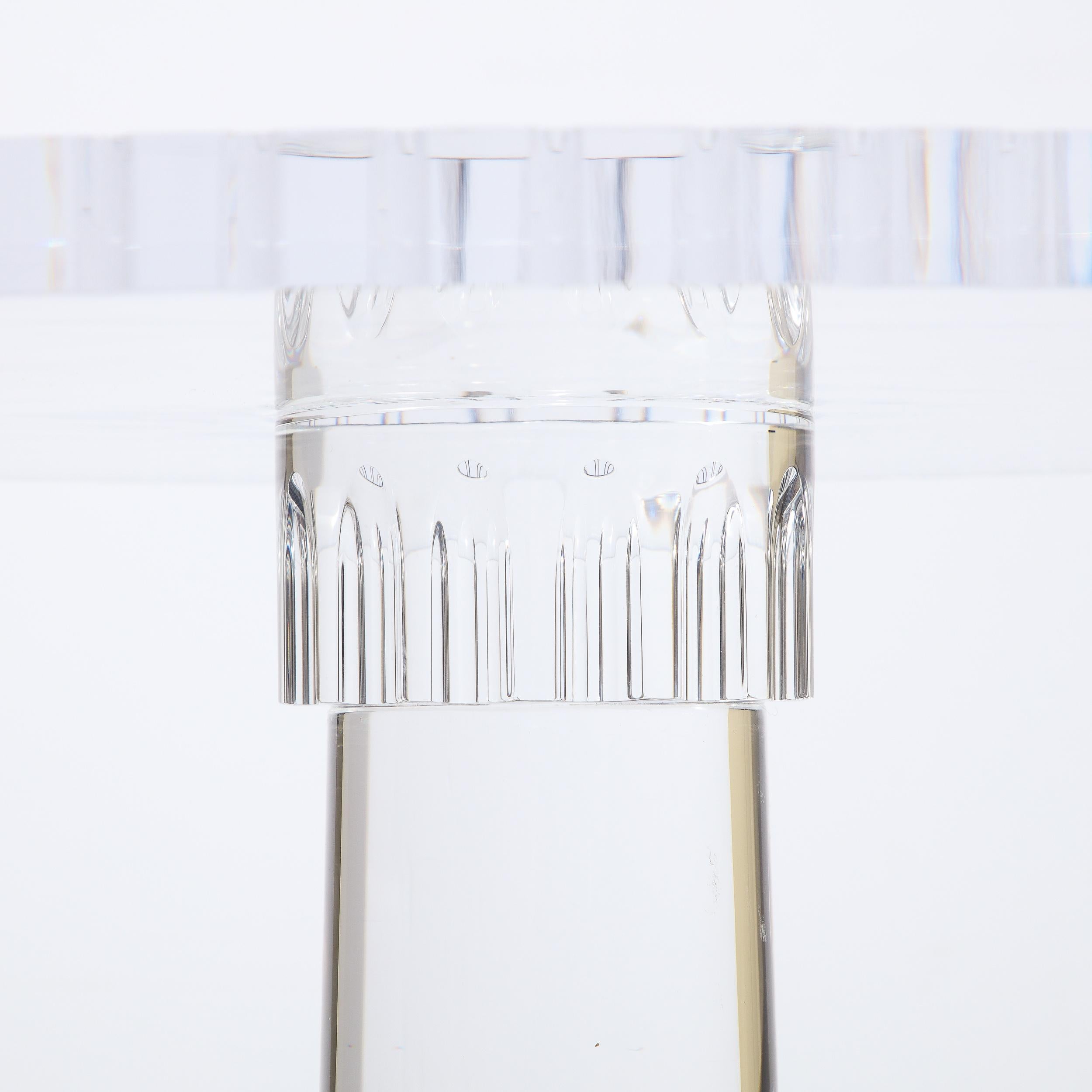 Modernist Spool Form Lucite Occasional Table W/ Crenelated Edges & Tapered Base 11