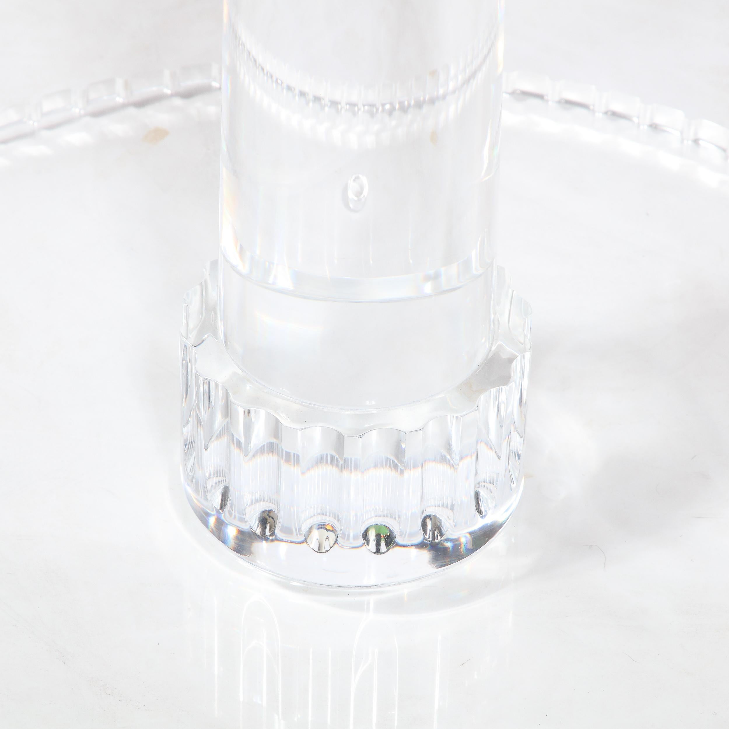 Modernist Spool Form Lucite Occasional Table W/ Crenelated Edges & Tapered Base 3
