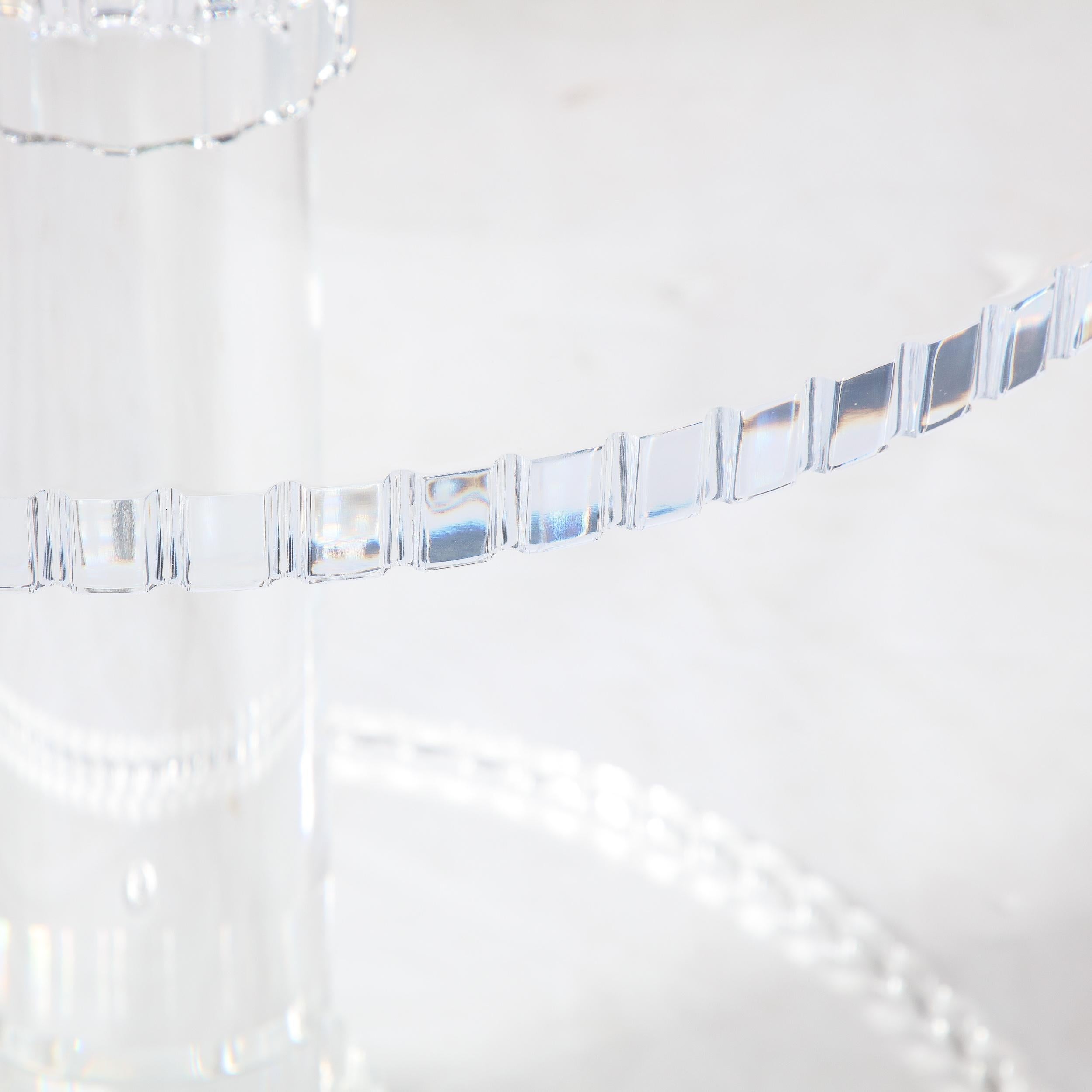 Modernist Spool Form Lucite Occasional Table W/ Crenelated Edges & Tapered Base 4