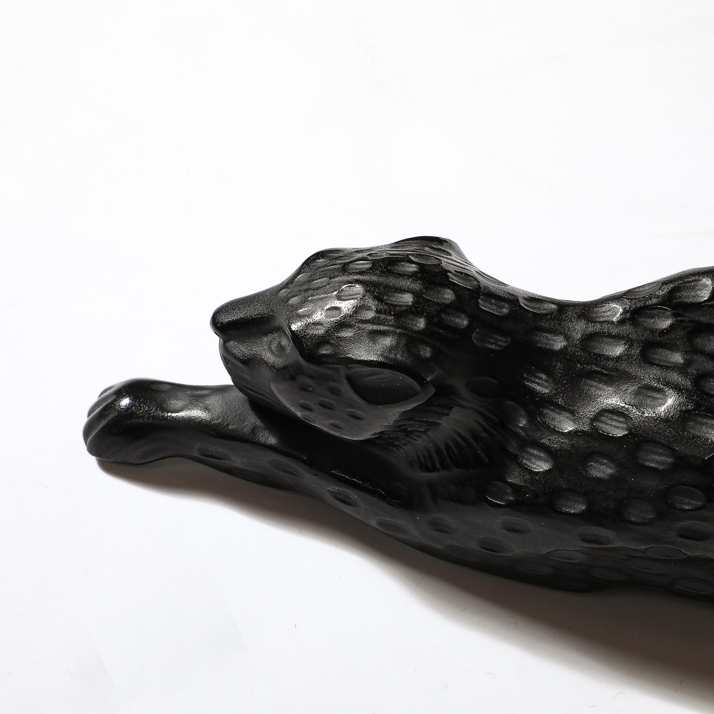 Leopardo Acechador Modernista en Cristal Esmerilado Firmado por Lalique en venta 8