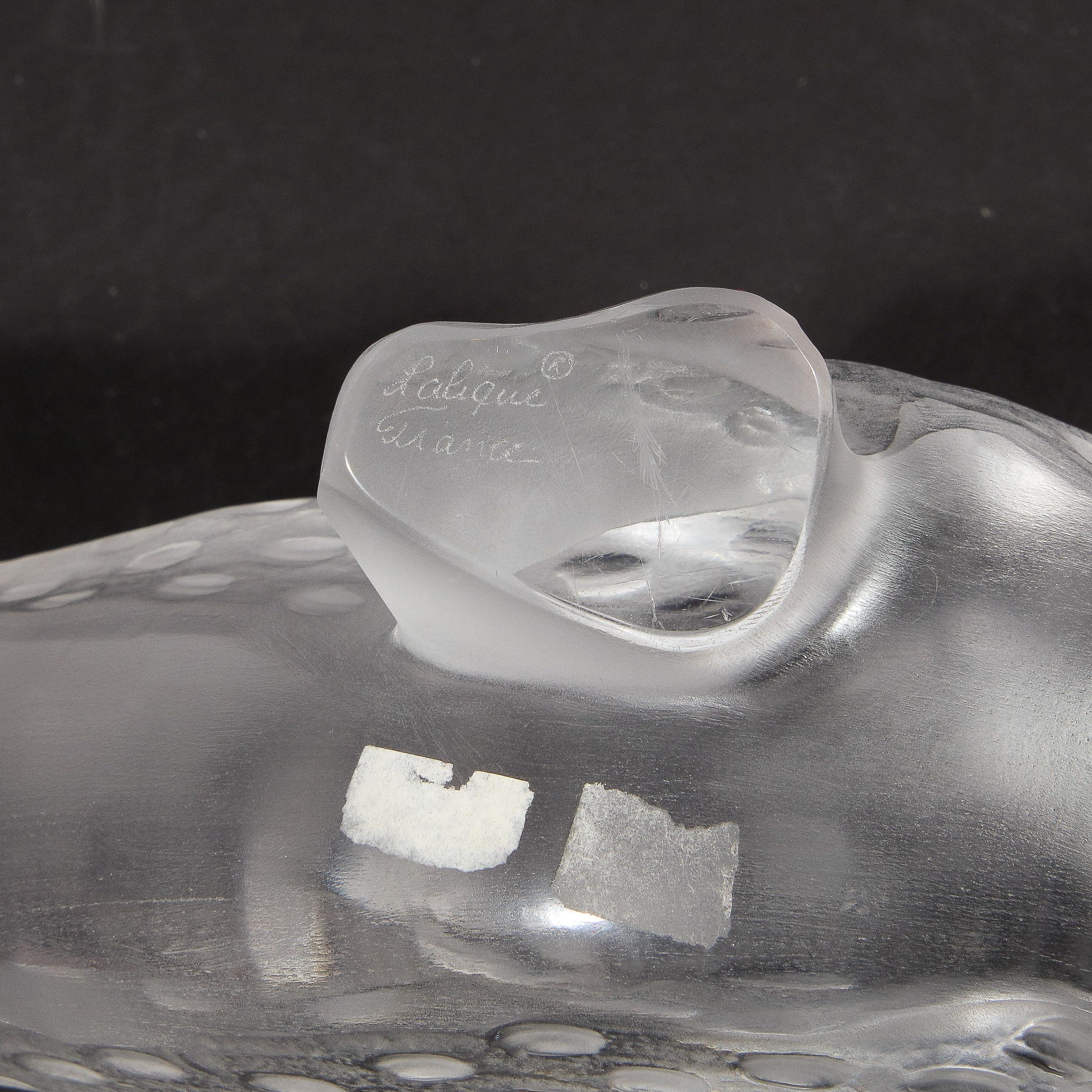 Modernist Spotted Stalking Leopard in Frosted Crystal Signed by Lalique 6