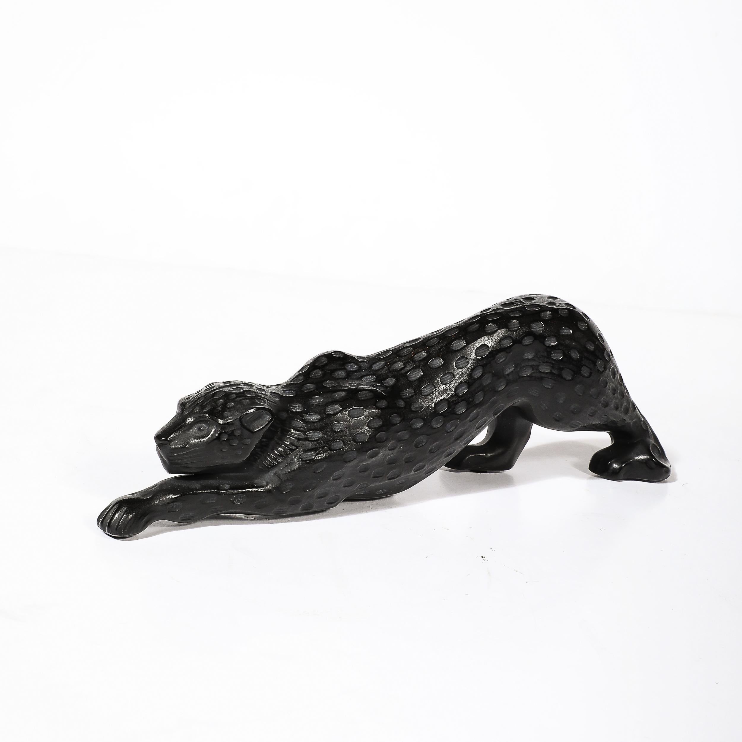 Leopardo Acechador Modernista en Cristal Esmerilado Firmado por Lalique en venta 1