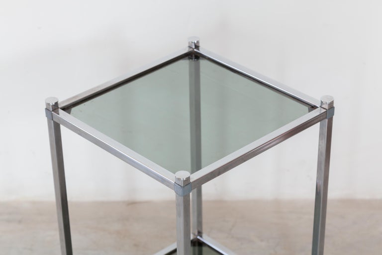 Modernist Square Chrome Art Deco Side Table For Sale at 1stDibs