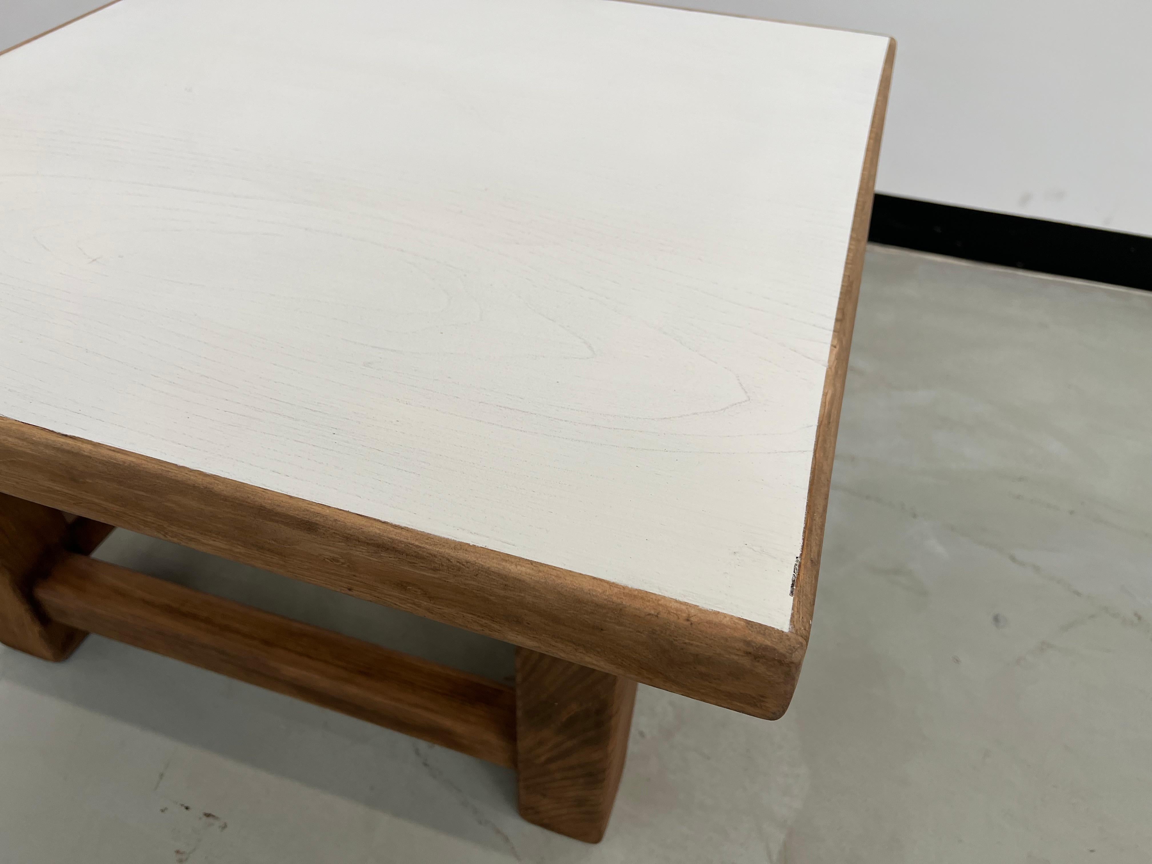 Modernist square coffee table in oak, 1970s For Sale 3