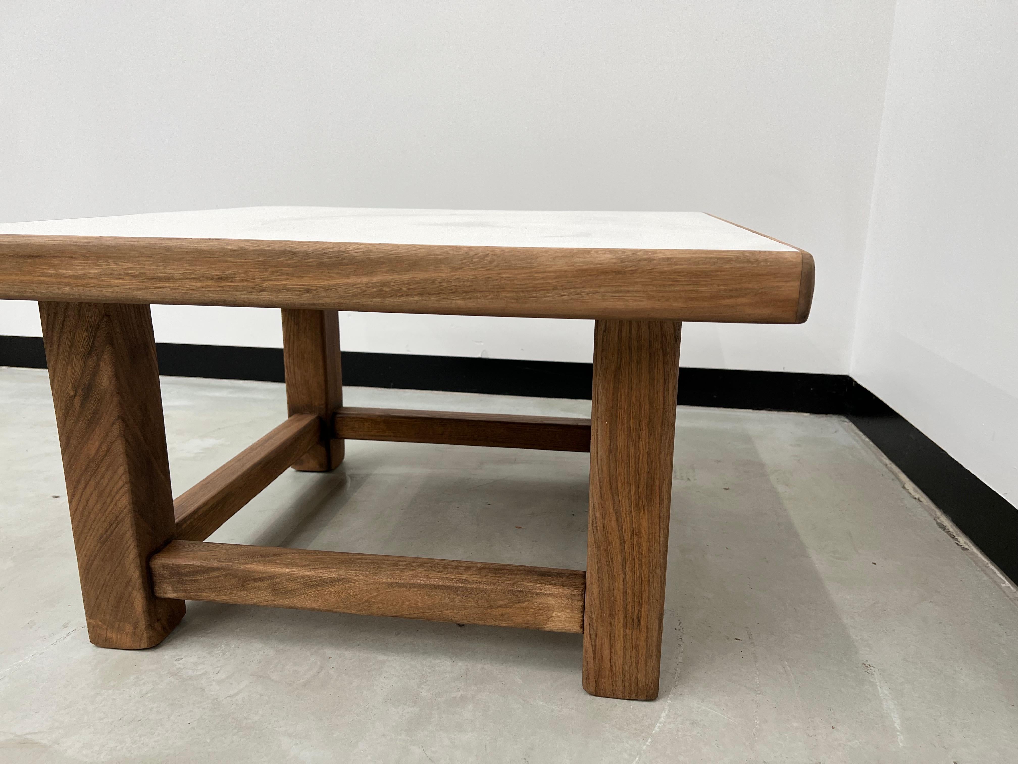 Modernist square coffee table in oak, 1970s For Sale 4