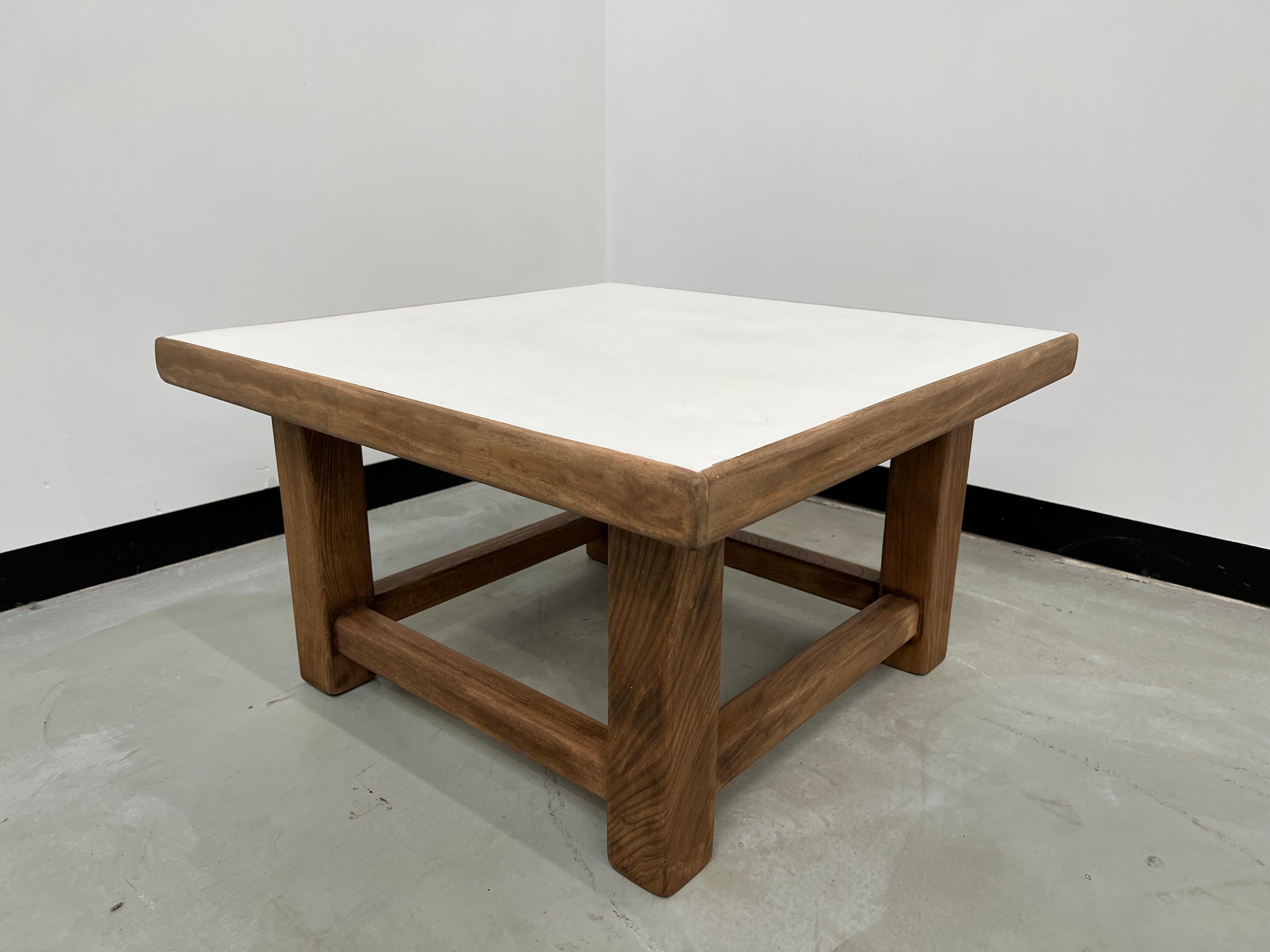 Mid-Century Modern Modernist square coffee table in oak, 1970s For Sale