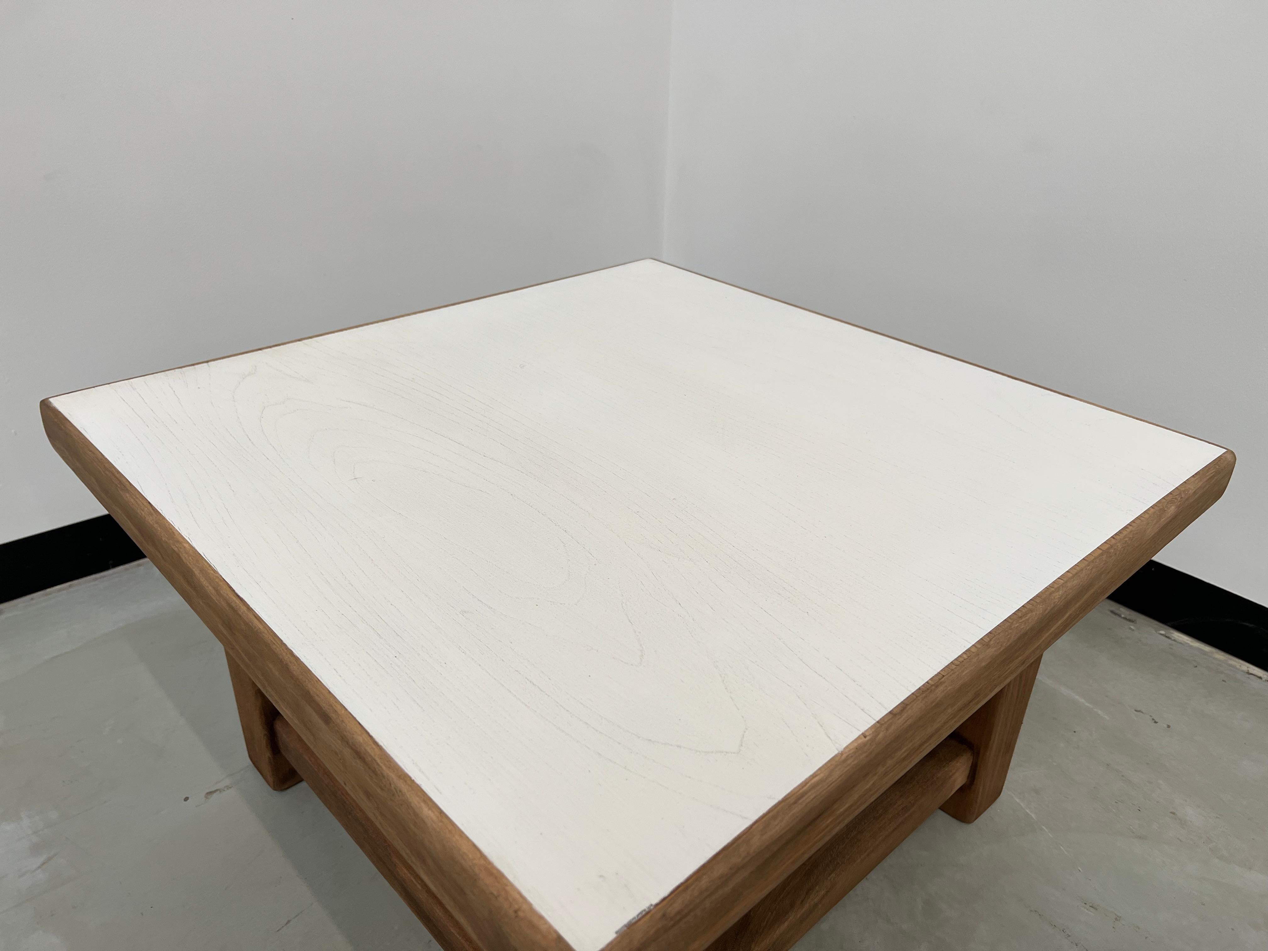 Late 20th Century Modernist square coffee table in oak, 1970s For Sale