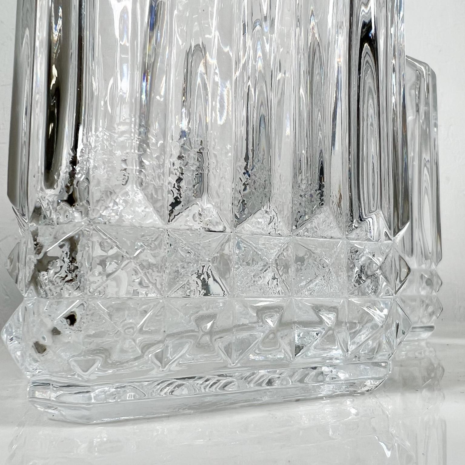 Modernist Square Cut Glass Decanters Liquor Bar Whiskey Bottle Set of Four 4