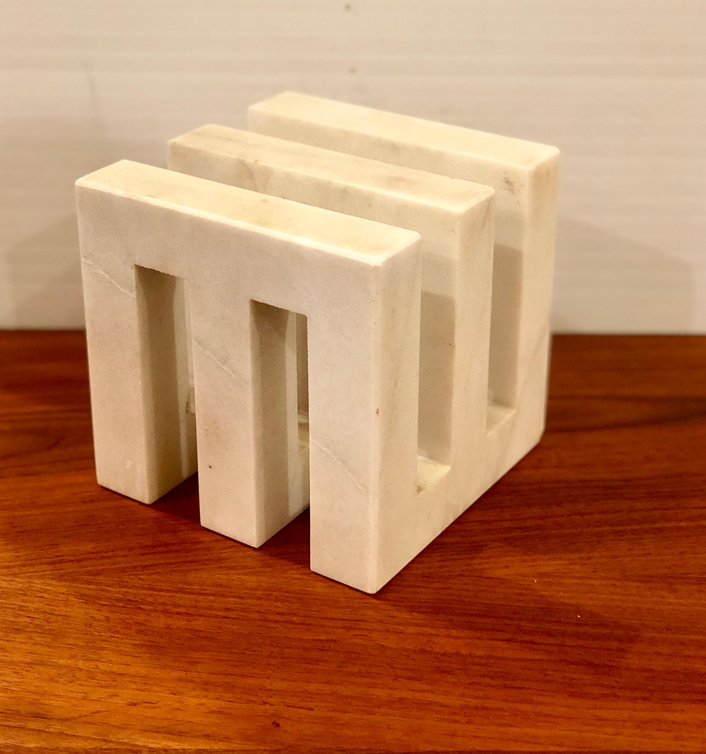 Cool and unique solid marble sculpture not signed, circa 1980s.