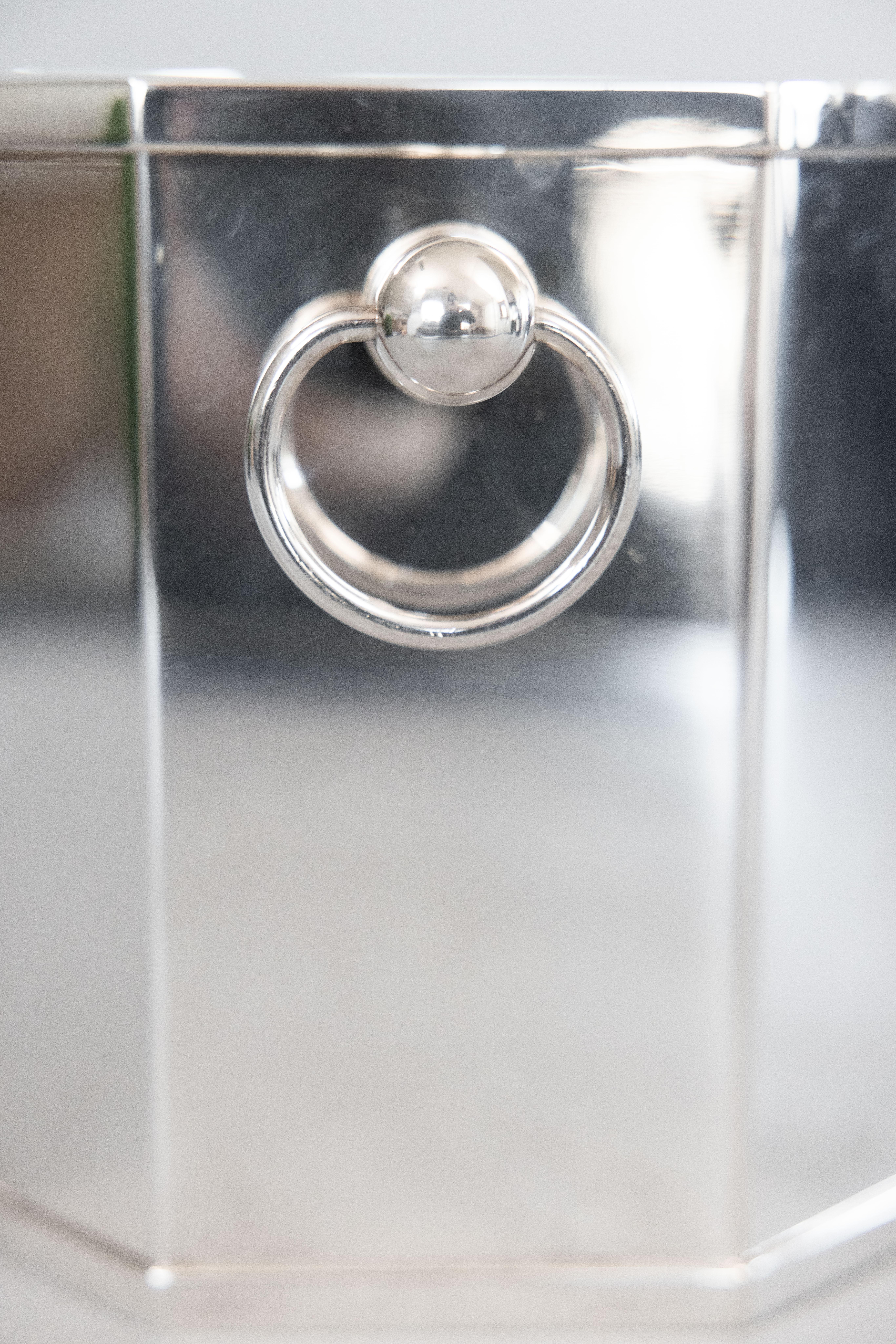 Placcato argento Modernista St. James Brazil, secchiello da vino per champagne ottagonale in lamiera d'argento in vendita