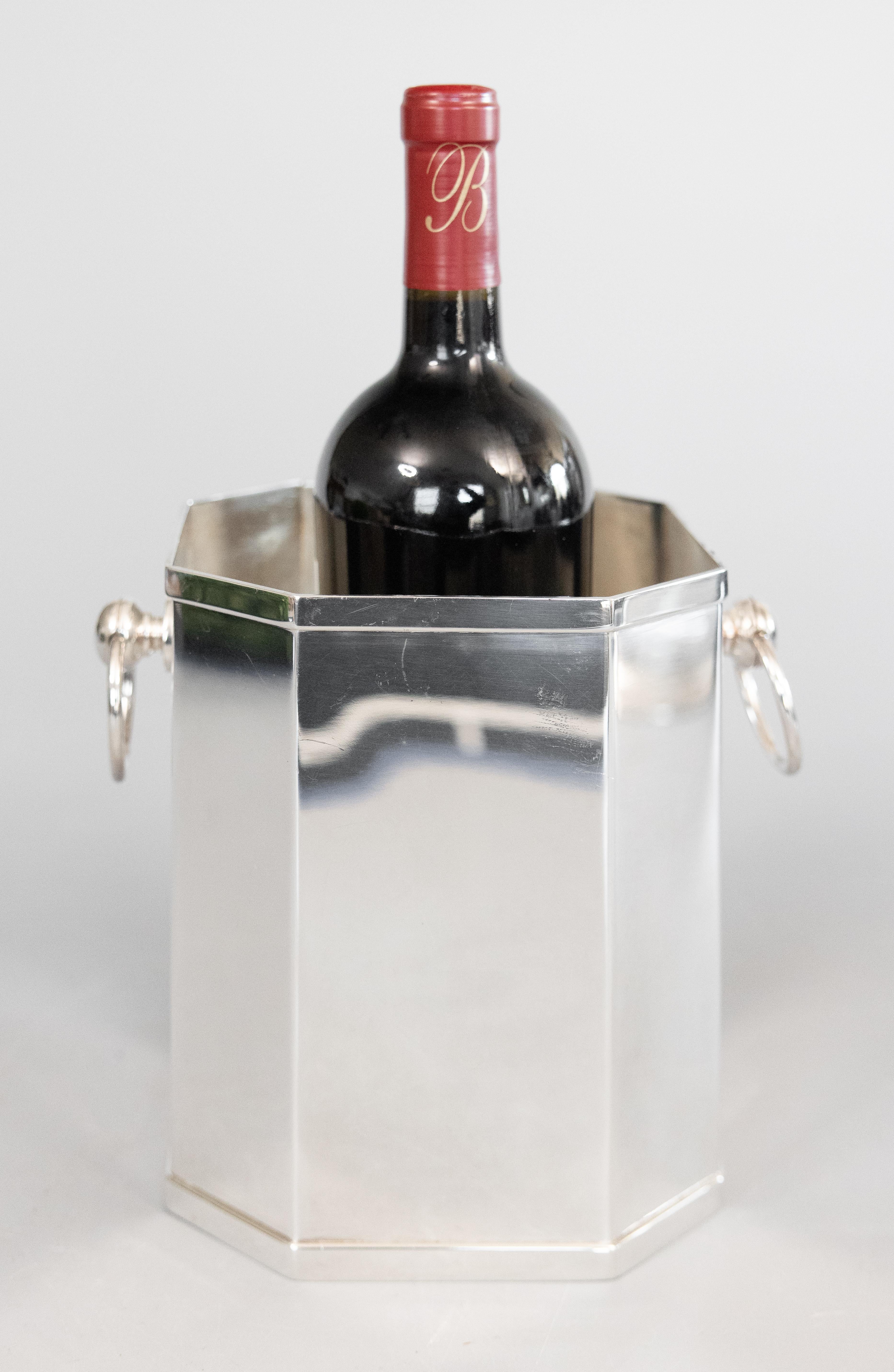 Modernista St. James Brazil, secchiello da vino per champagne ottagonale in lamiera d'argento in vendita 1