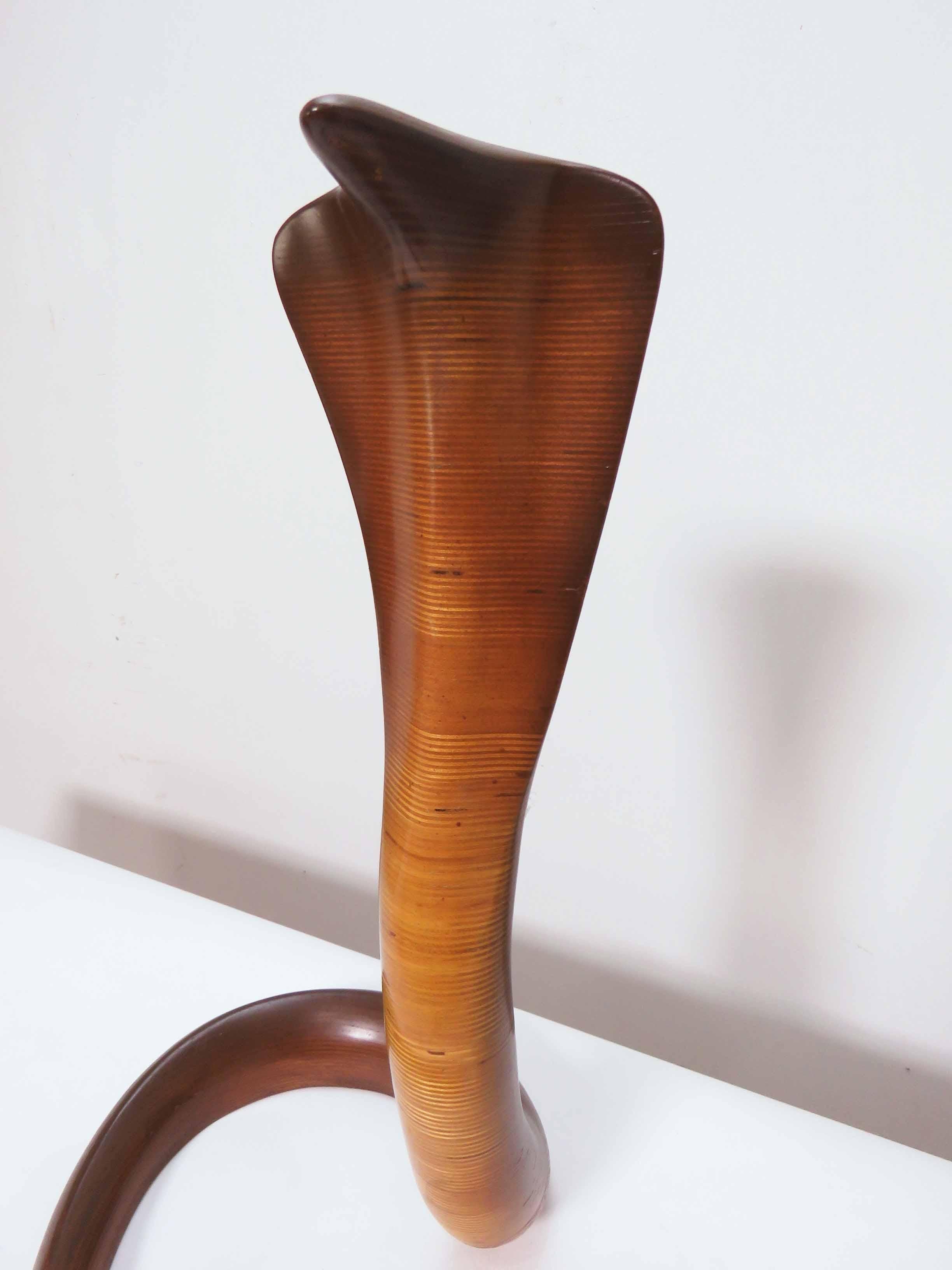 Mid-Century Modern Modernist Stack Laminate Sculpture of a Hooded Cobra, circa 1970s
