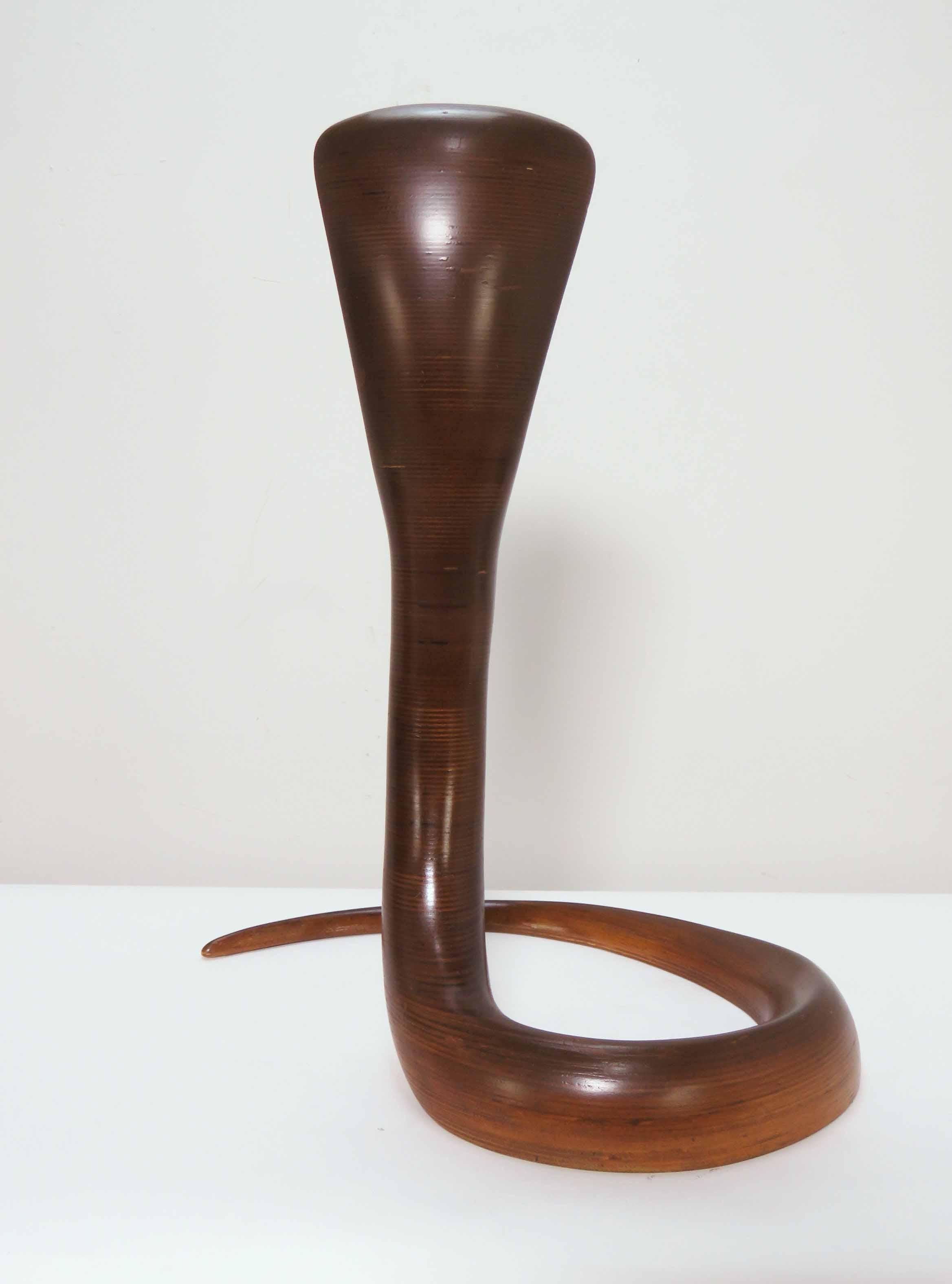 Late 20th Century Modernist Stack Laminate Sculpture of a Hooded Cobra, circa 1970s