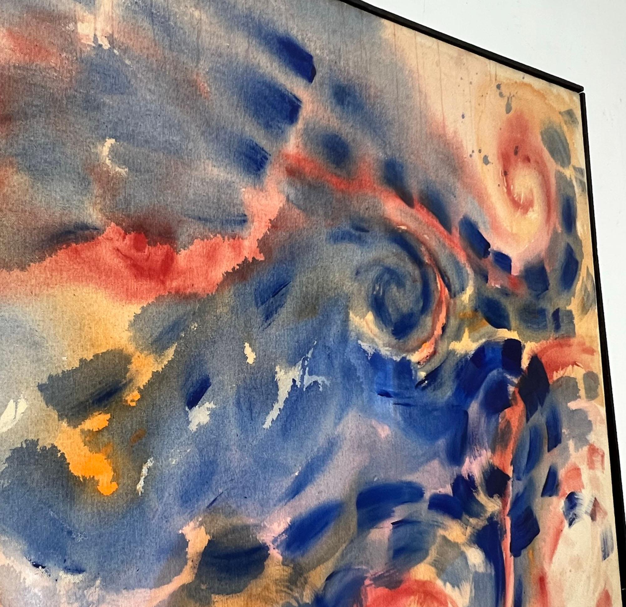 American Modernist Stain Painting Signed Gladys Benoit, Ca. 1970s For Sale