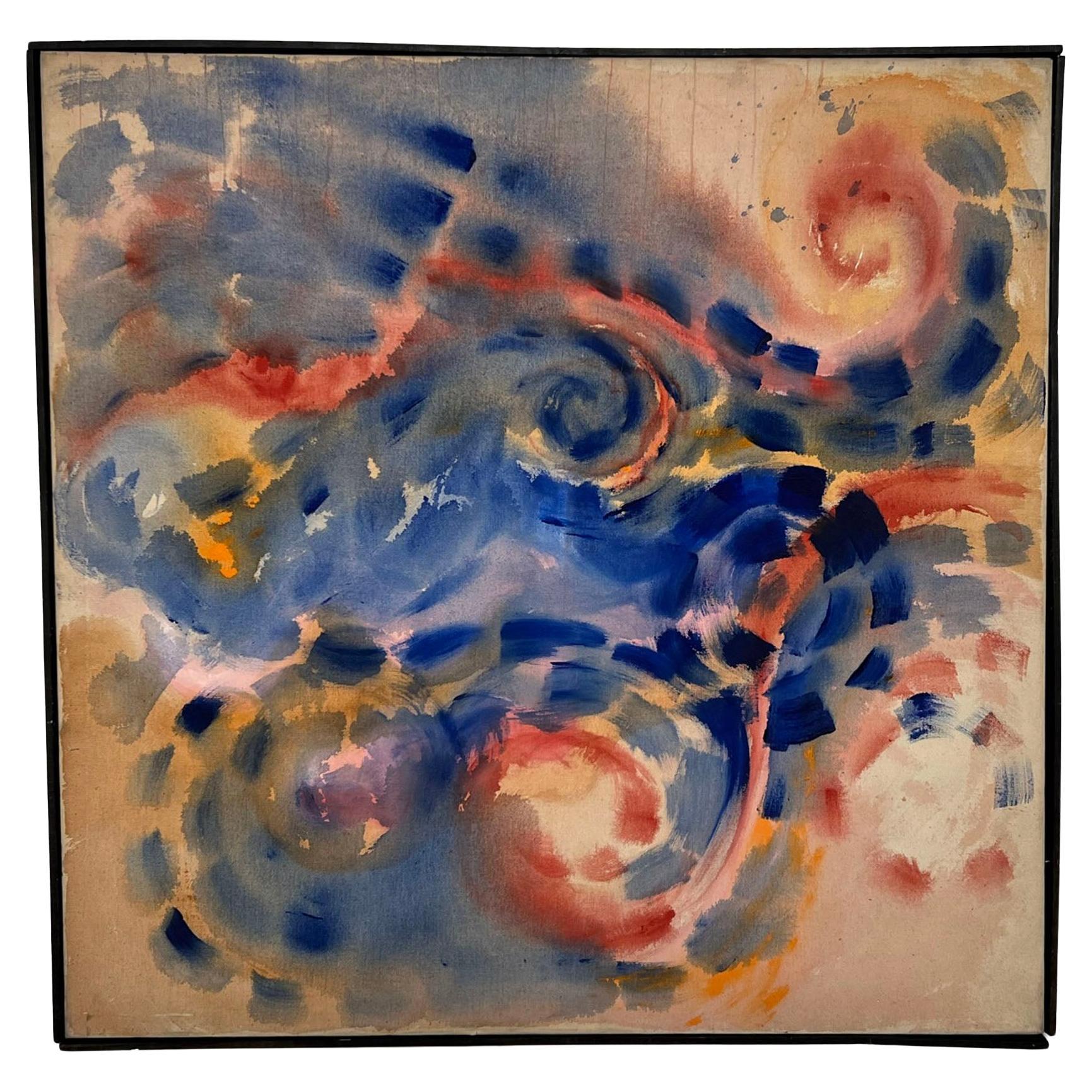 Modernist Stain Painting Signed Gladys Benoit, Ca. 1970s For Sale