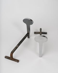 Modernist Stainless Steel Andirons by Jean-Paul Créations, France, 1970s