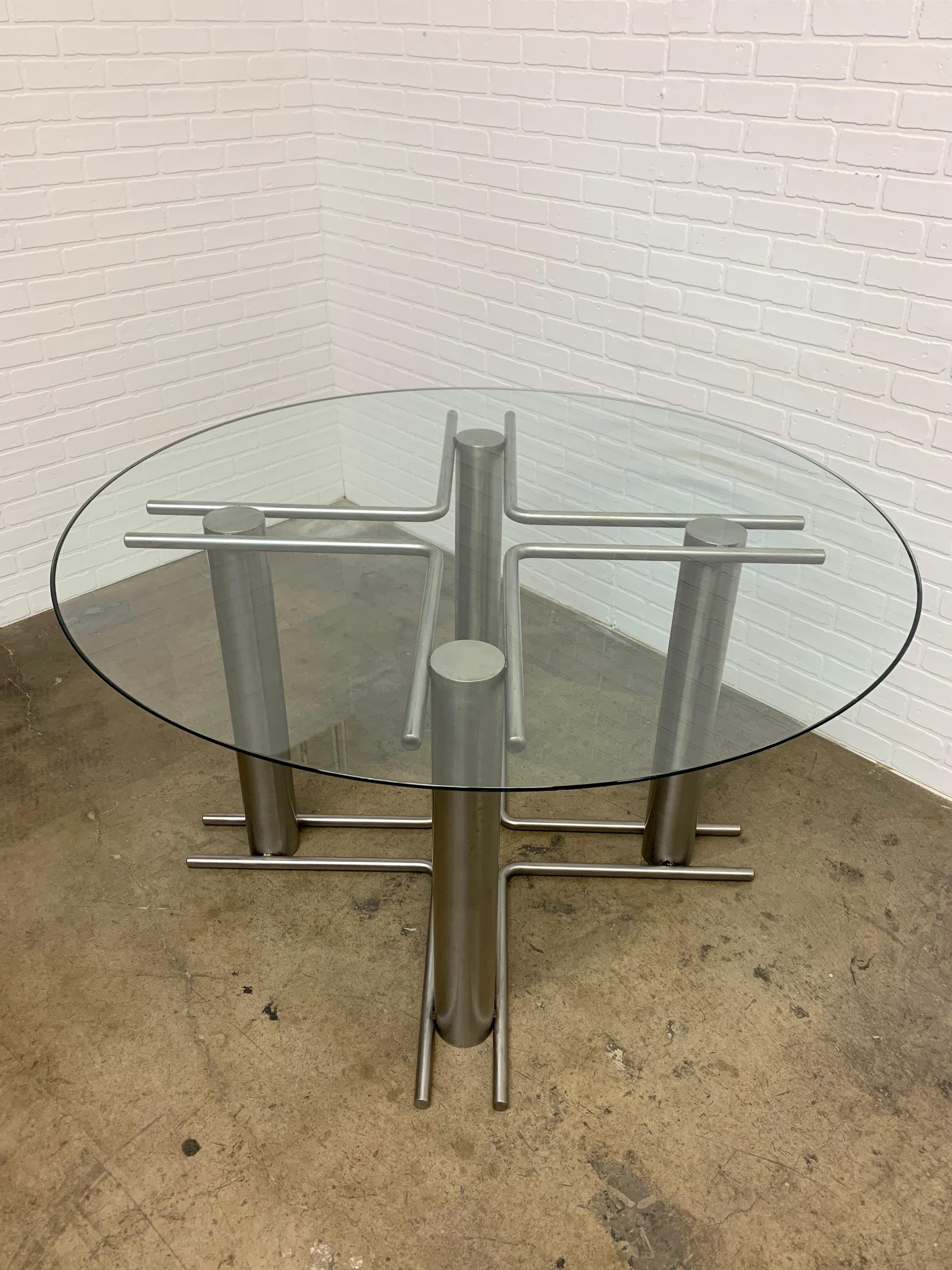 20th Century Modernist Stainless Steel Dining Table