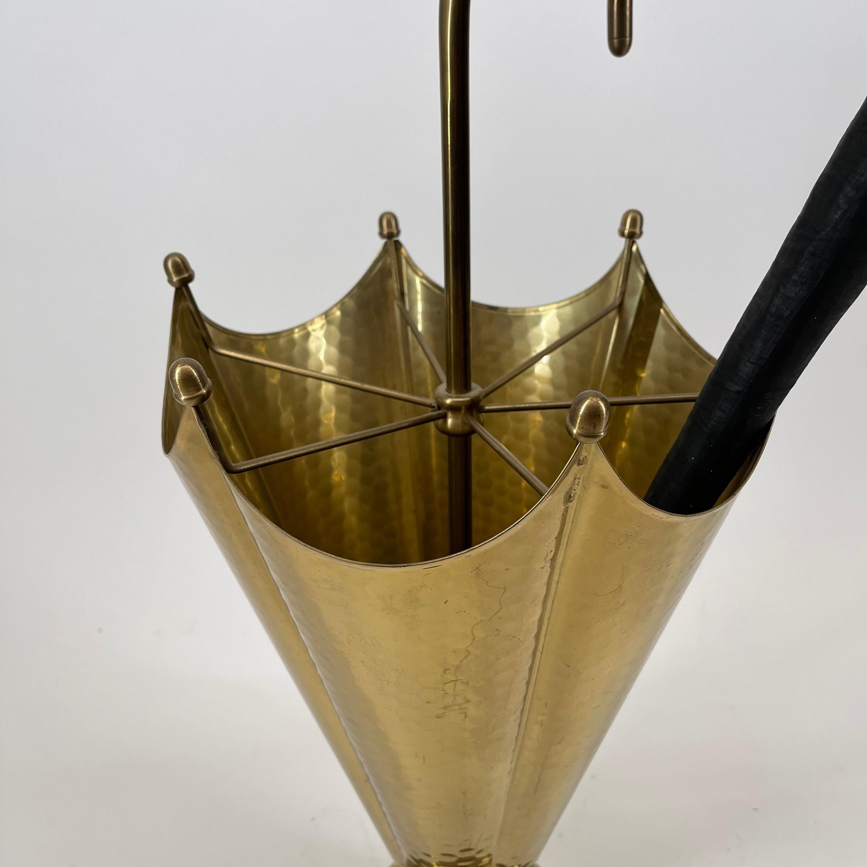 Mid-20th Century Modernist Statement Umbrella Stand Brass, Italy, 1950s For Sale
