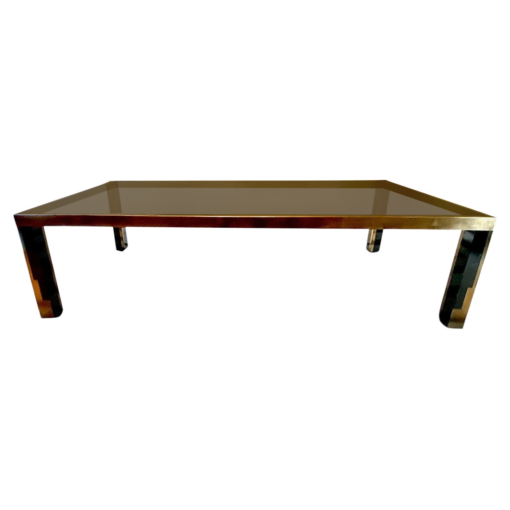Modernist Steel and Brass Dining Table For Sale