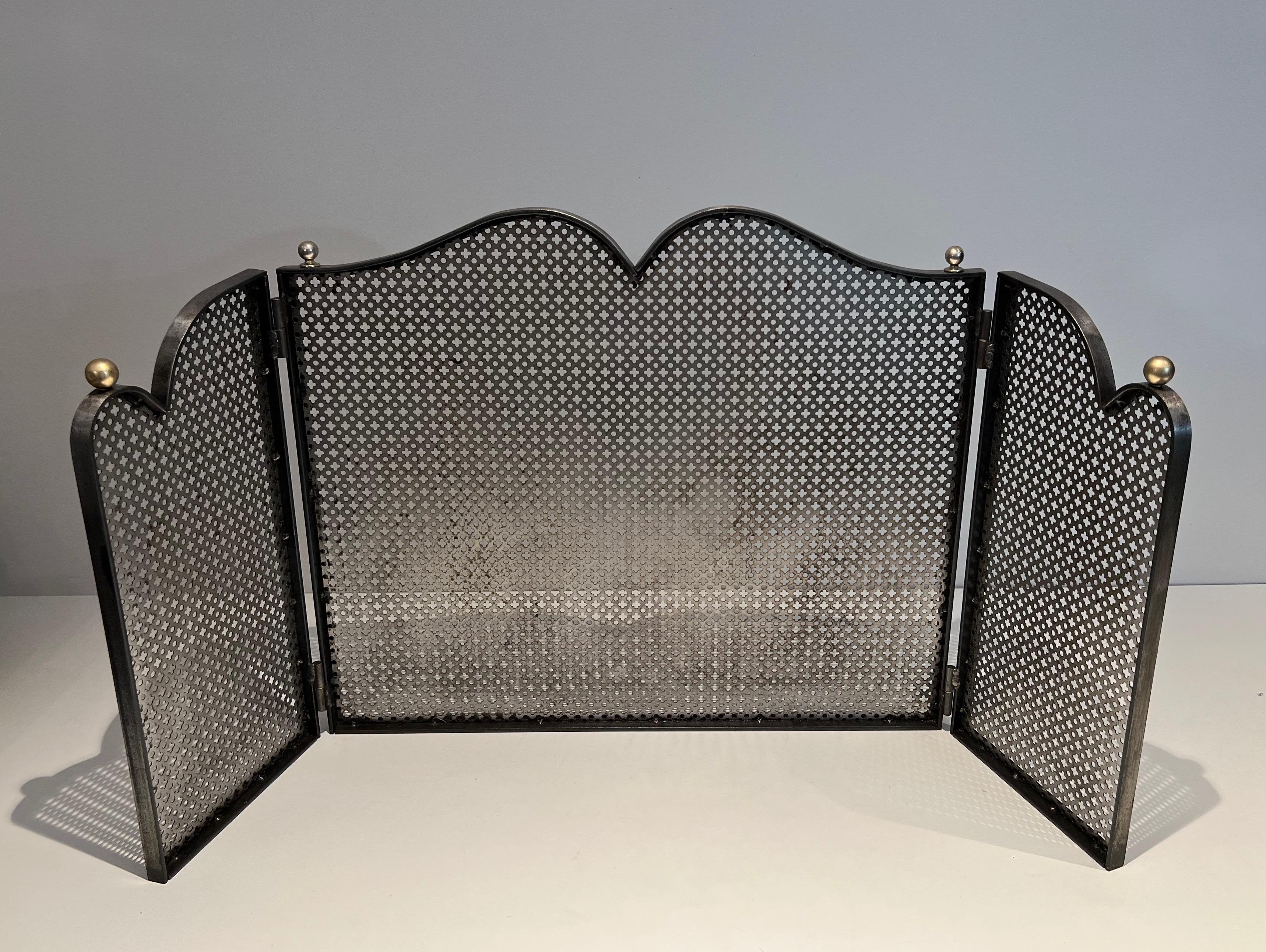 Pare-feu moderniste en acier et laiton en vente 6