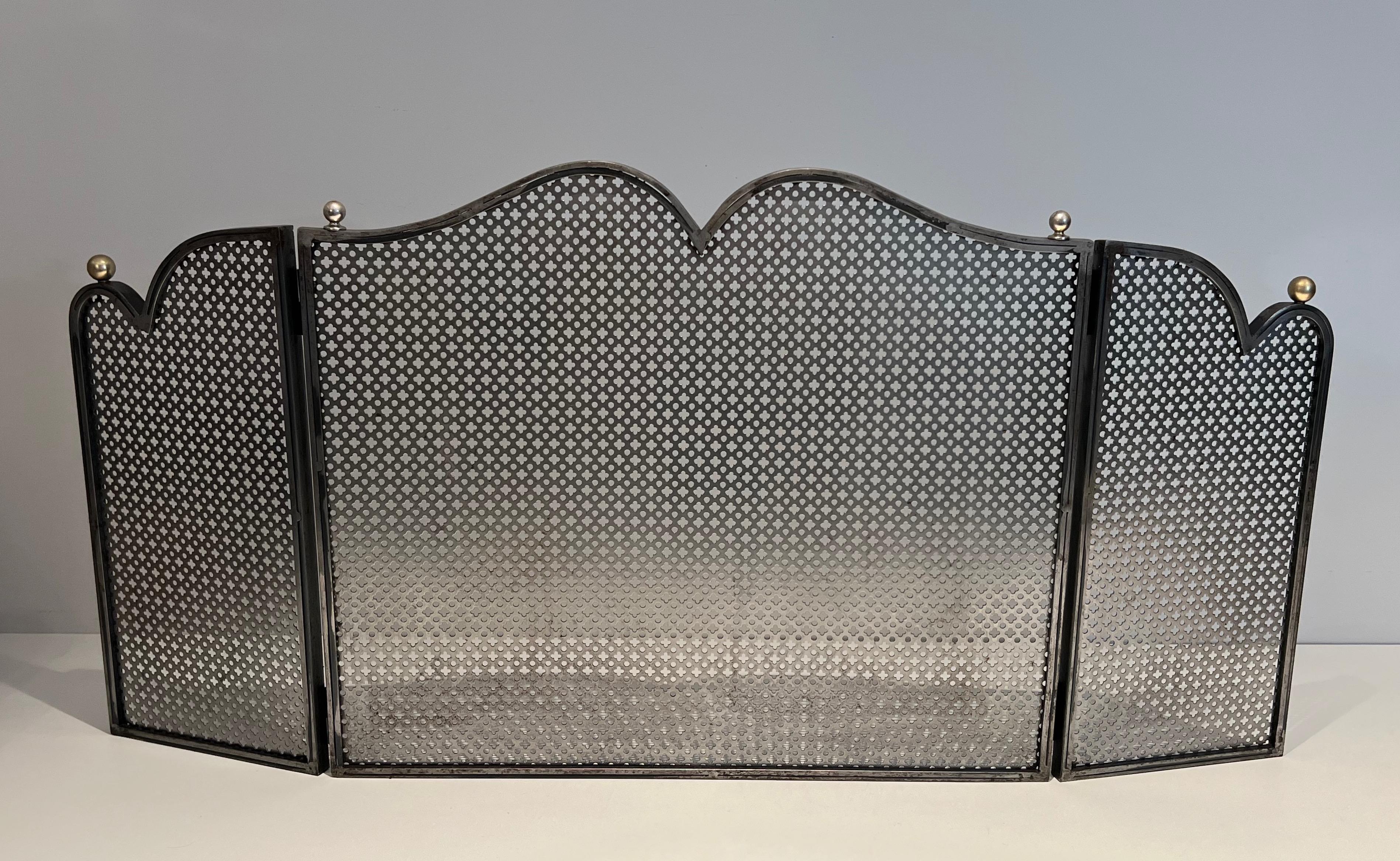 Modernist Steel and Brass Fireplace Screen For Sale 14