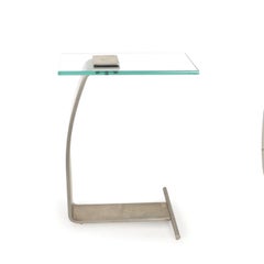 Modernist Steel and Glass Cantilever Drink Side Table by Marty Smith