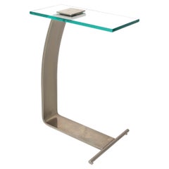 Modernist Steel and Glass Cantilever Drink Side Table by Marty Smith