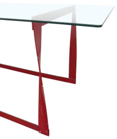 Modernist Steel and Glass Dining Table