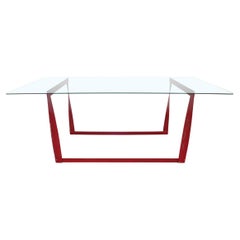 Modernist Steel and Glass Dining Table