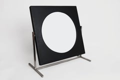 Modernist Steel and Leather Table or Vanity Mirror, France 1960's