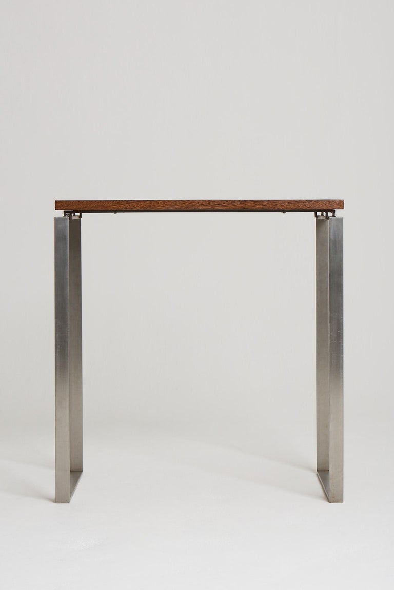 French Modernist Steel and Palmwood Console Table