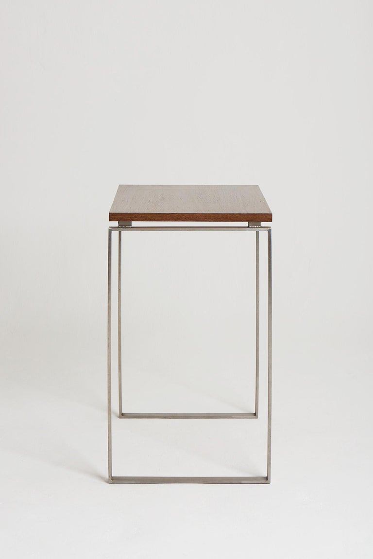 20th Century Modernist Steel and Palmwood Console Table