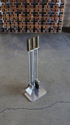 Modernist Steel & Brass Fire Tools, circa 1980
