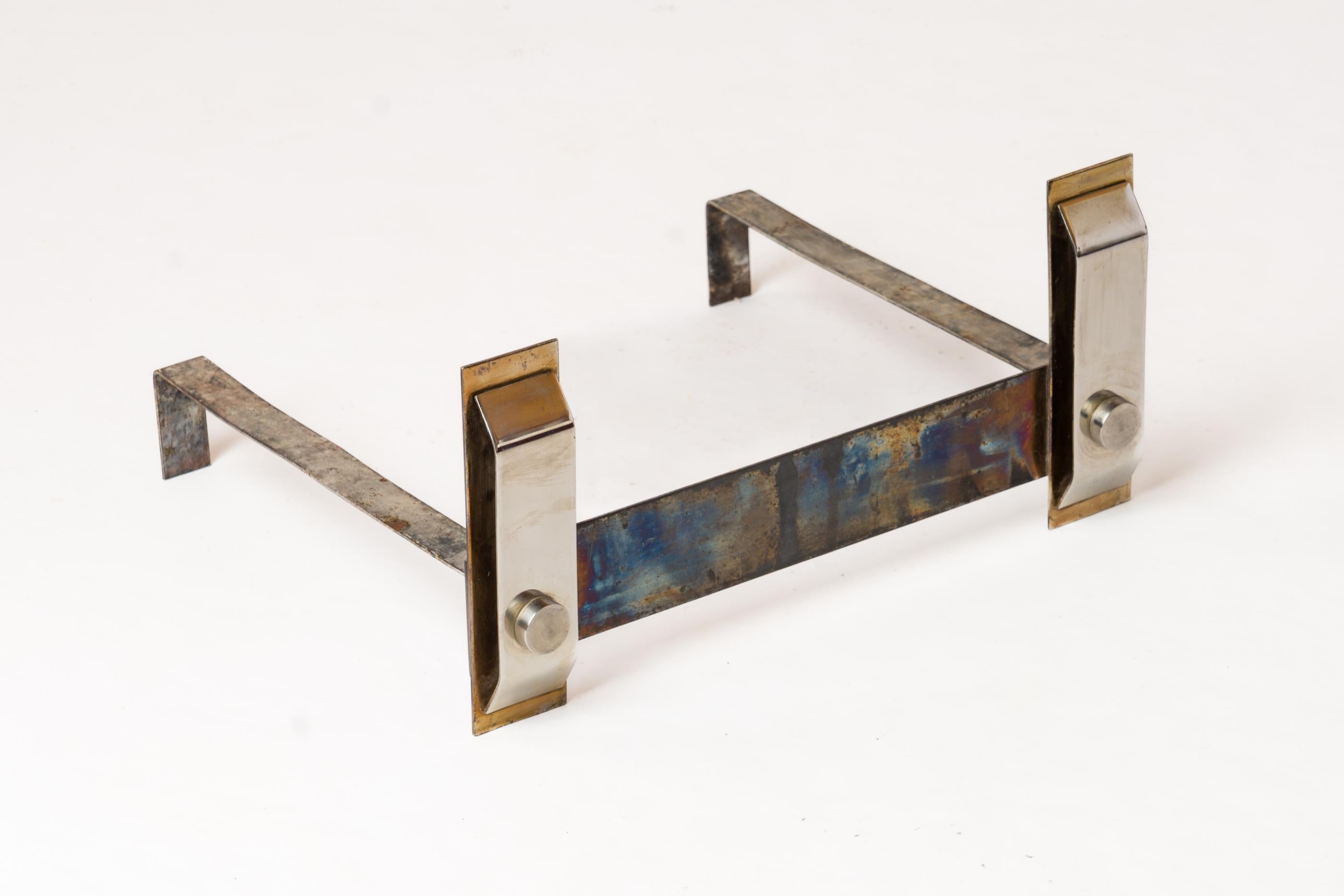 Modernist Steel & Brass Log Rack - France 1960s For Sale 1