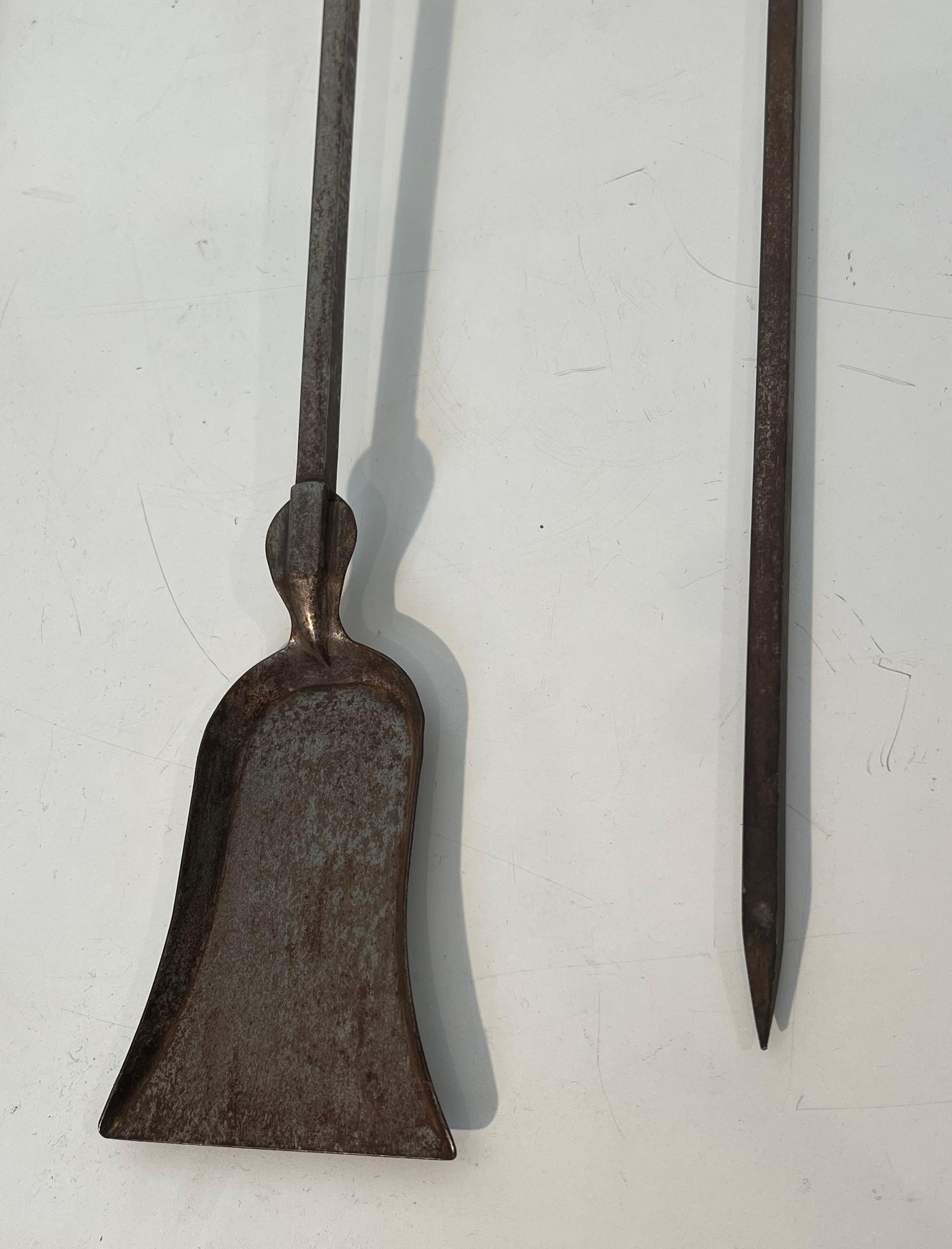 Modernist Steel Fireplace Tools on Stand For Sale 8
