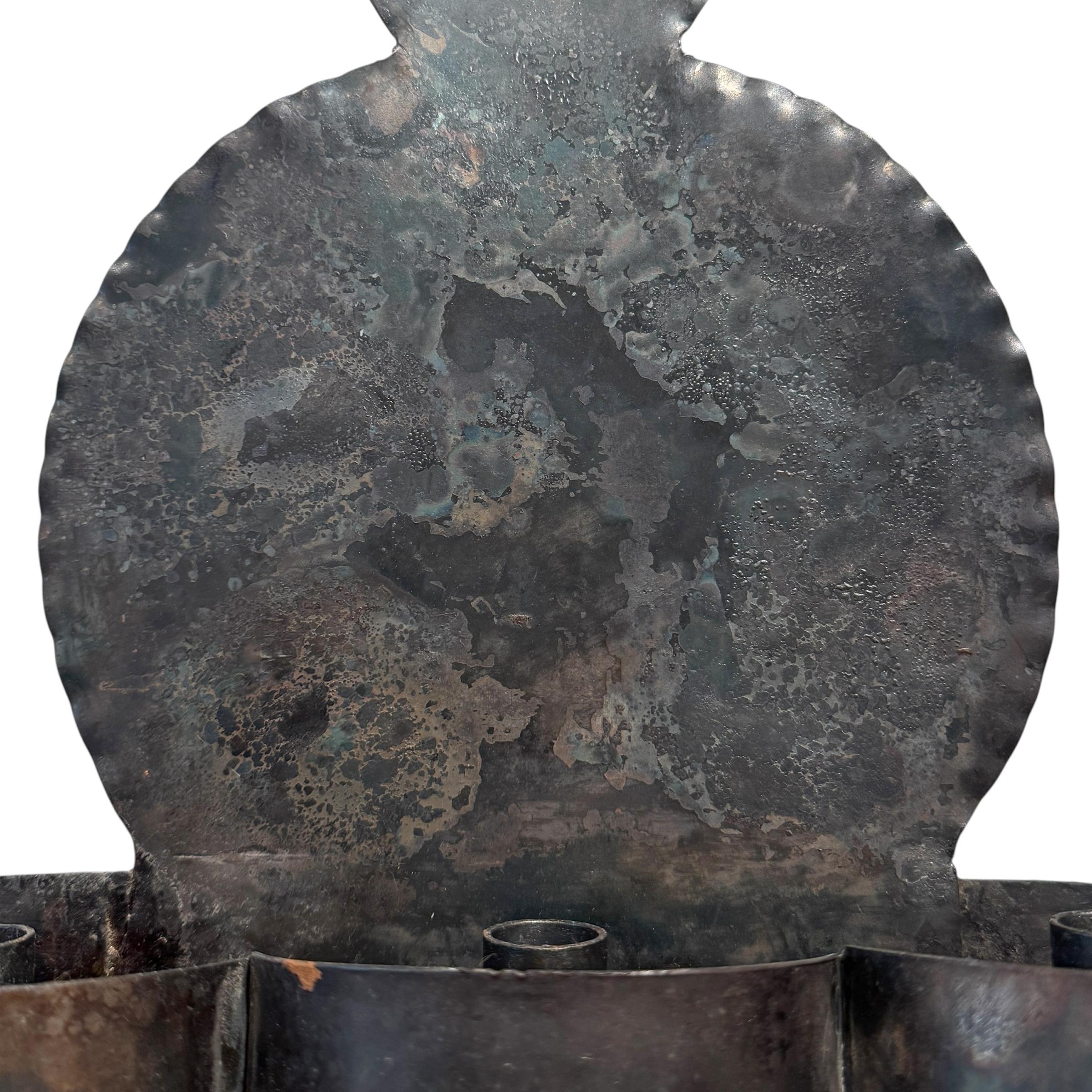 Modernist Steel Three-Candle Sconce For Sale 3