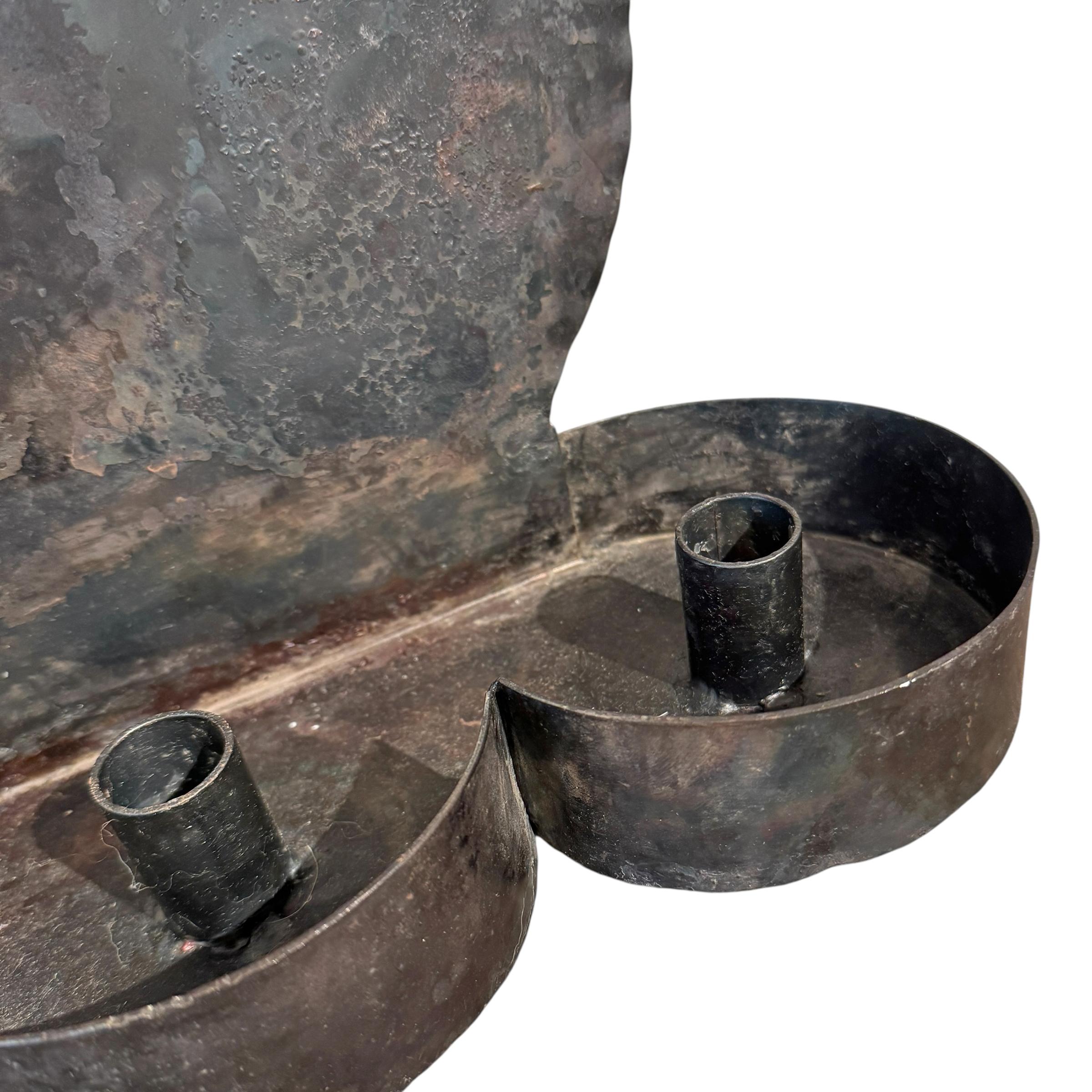 Modernist Steel Three-Candle Sconce For Sale 4