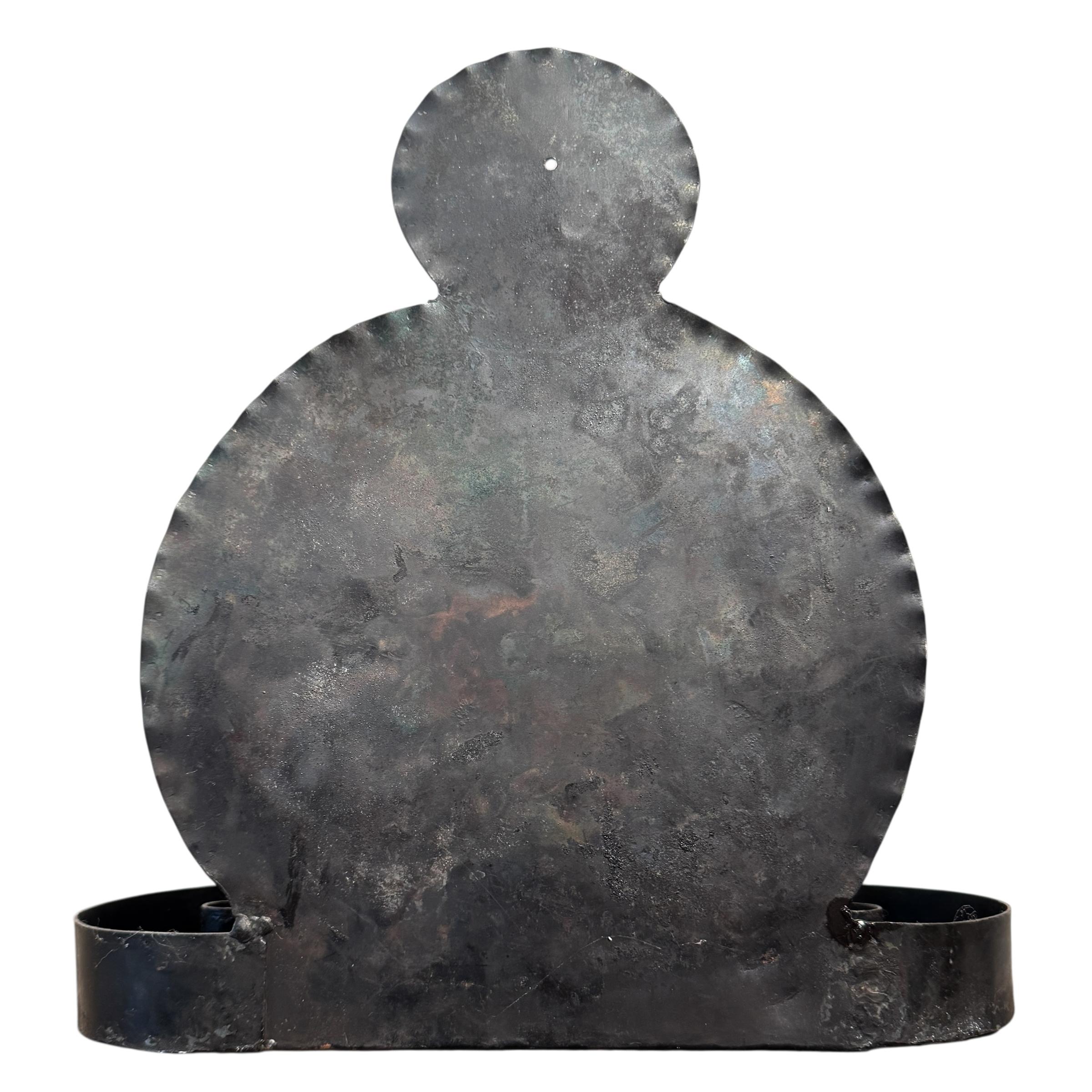 American Colonial Modernist Steel Three-Candle Sconce For Sale